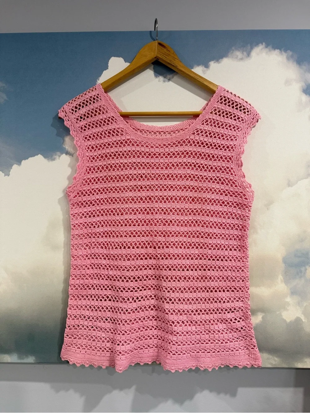 Pink Crochet Sleeveless Knit Top - Picture 2 of 9